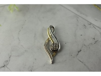 925 Sterling Silver with Gold inserts (10K) & Diamonds "Violin clef" Pendant