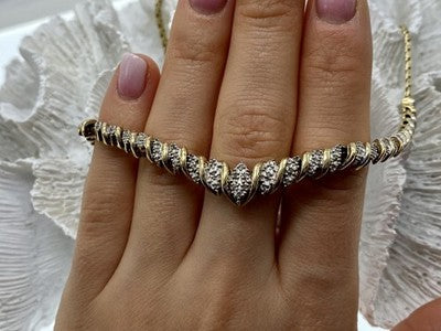 925 Sterling Silver Gold Plated Diamonds Necklace
