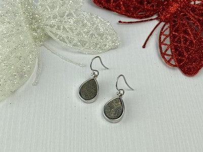 925 Sterling Silver Pyrite "Drops" Earrings