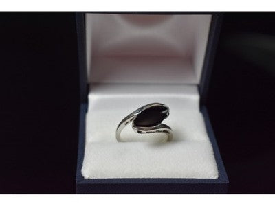 925 Sterling Silver Black Nephrite Ring Size 7.25