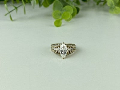 925 Sterling Silver Gold Plated CZ Ring Size 6.5
