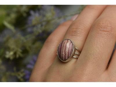 925 Sterling Silver Rhodochrosite Ring Size 7