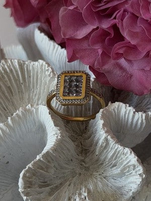 925 Sterling Silver Gold Plated Tanzanite & Beryl Ring Size 8