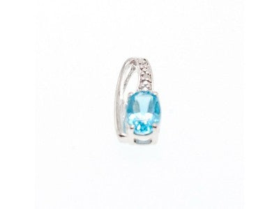925 Sterling Silver Topaz & Diamond Pendant