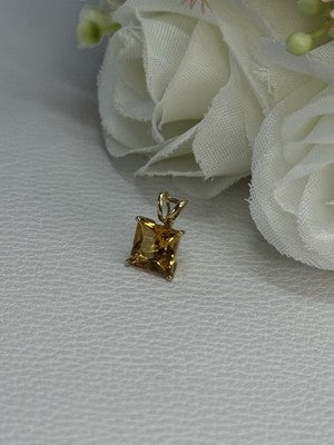 10K YELLOW GOLD CITRINE PENDANT LENGTH 0.40 INCH