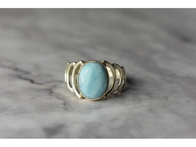 925 Sterling Silver Larimar Ring Size 7