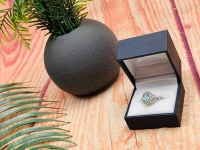 925 Sterling Silver Topaz Ring Size 7.5