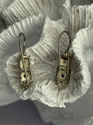 925 Sterling Silver With Gold Plated Part Earrings Length 1 Inch