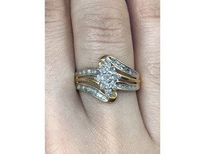 925 Sterling Silver Gold Plated CZ Ring Size 7