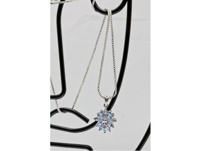 925 Sterling Silver Tanzanites "Flower" Chain With Pendant