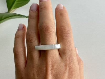 925 Sterling Silver Mother OF Pearl Ring Size 8.5