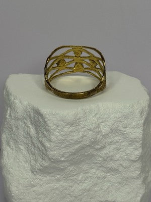 925 Sterling Silver Gold Plated Turquoise Ring Size 8.5