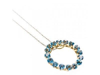 10K Yellow Gold Topaz Chain With Pendant