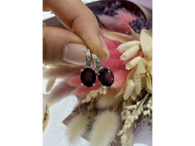 925 Sterling Silver Almandine Earrings