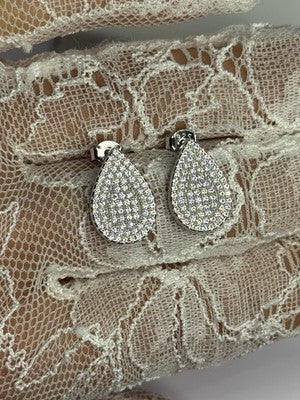 925 Sterling Silver Drop CZ Earrings Length 0.65 Inch