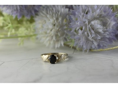 925 Sterling Silver Black Spinel Ring Size 8.5
