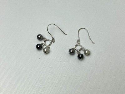 925 Sterling Silver Pearls Dangle Earrings Italy