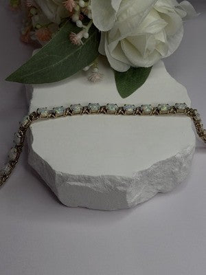 925 Sterling Silver Gold Plated Shiny Opal Bracelet Size 7