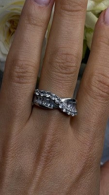 Wave Vintage Band 925 Sterling Silver Cz Ring Size 8.5