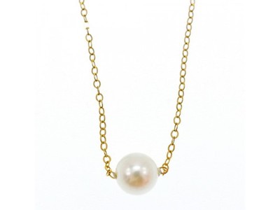 Children'S 14K Yellow Gold Pearl Chain With Pendant
