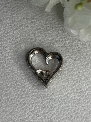 925 Sterling Silver White Topaz Heart Pendant Length 0.75 Inch