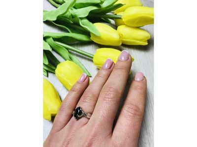 925 Sterling Silver Black Nephrite ( Jade ) Ring Size 6
