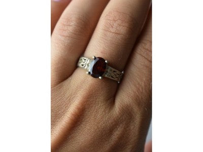 Vintage 925 Sterling Silver Spessartine Ring Size 9