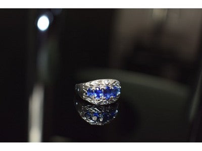 925 Sterling Silver Blue Topaz Ring Size 7.5