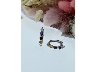 925 Sterling Silver Multi Gemstones "Rainbow" Earrings