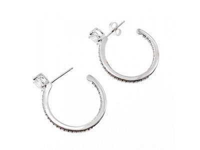 925 Sterling Silver CZ "Harmony" Hoop Earrings