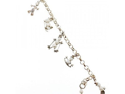 925 Sterling Silver Pearls "Snowmen" Bracelet