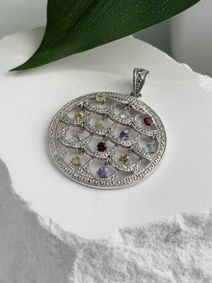Beautiful 925 Sterling Silver Multi Color Spinel Pendant