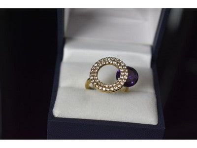 925 Sterling Silver with Gilding Violet Alpanite & CZ Set