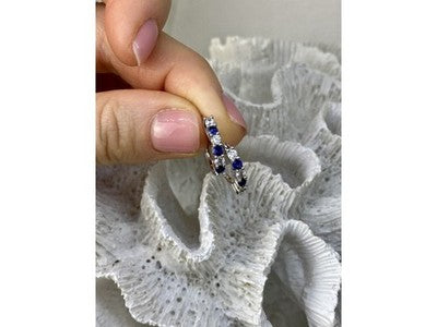 925 Sterling Silver Blue & White CZ Earrings