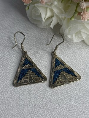 Vintage 925 Sterling Silver Turquoise Earrings Length 1.80 Inch