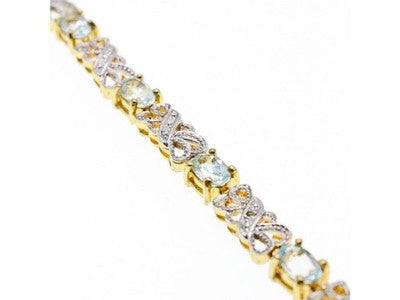925 Sterling Silver Gold Plated Blue Spinel Bracelet