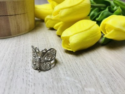 925 Sterling Silver "Openwork Butterfly" Ring Size 6.5