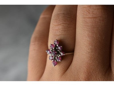 925 Sterling Silver Pink Topaz "Flower" Ring Size 6