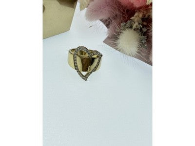 925 Sterling Silver Gold Plated CZ "Heart" Ring Size 7