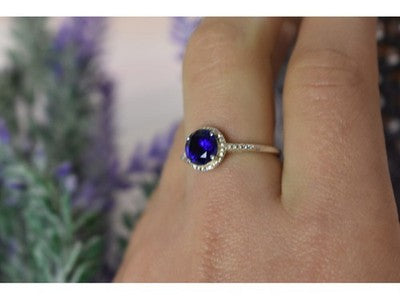 925 Sterling Silver Sapphire Classic Ring Size 8