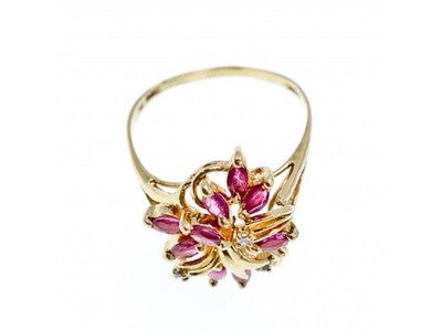 14K Yellow Gold Spinel & Diamonds Ring Size 10.5