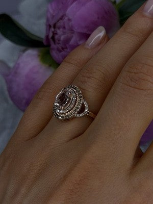 10K Rose Gold Morganite White & Chocolate Diamonds Ring Size 7