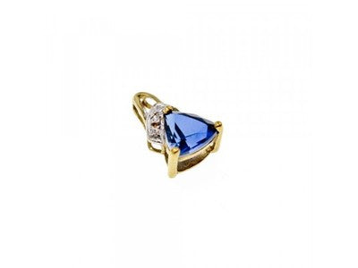 10K Yellow Gold London Blue Topaz & Diamond Pendant