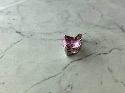 925 Sterling Silver Morganite and CZ "Hearts" Stud Earrings & Pendant Set