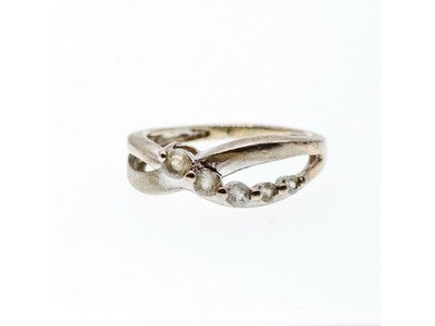 925 Sterling Silver White Topaz Ring Size 7