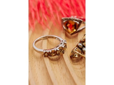 925 Sterling Silver Citrine Ring Size 7