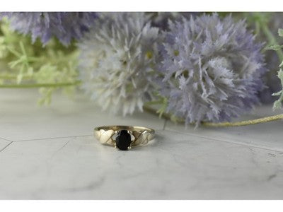 925 Sterling Silver Black Spinel Ring Size 8.5