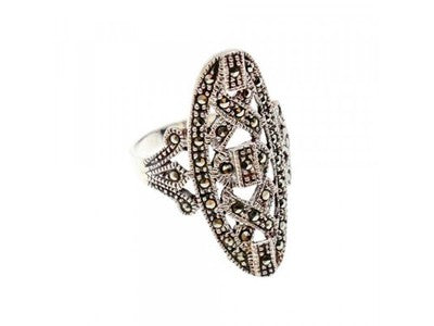 925 Sterling Silver Marcasites Ring Size 6.5