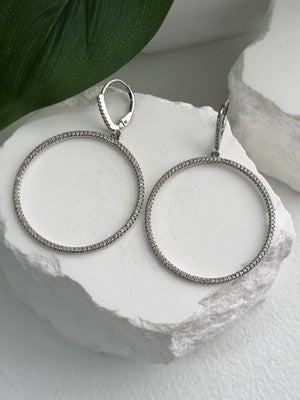 Elegant 925 Sterling Silver Cz Hoop Earrings