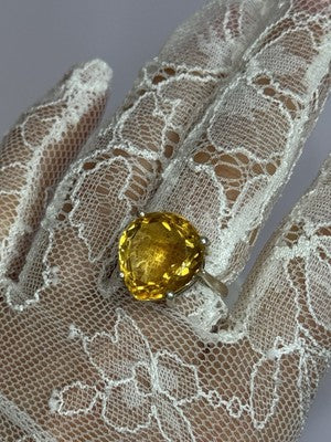 925 Sterling Silver Citrine Ring Size 7